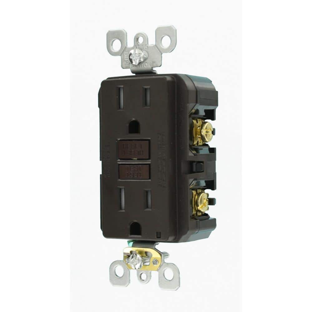 Brown 15 Amp Tamper Resistant GFCI Outlet with Wall Plate