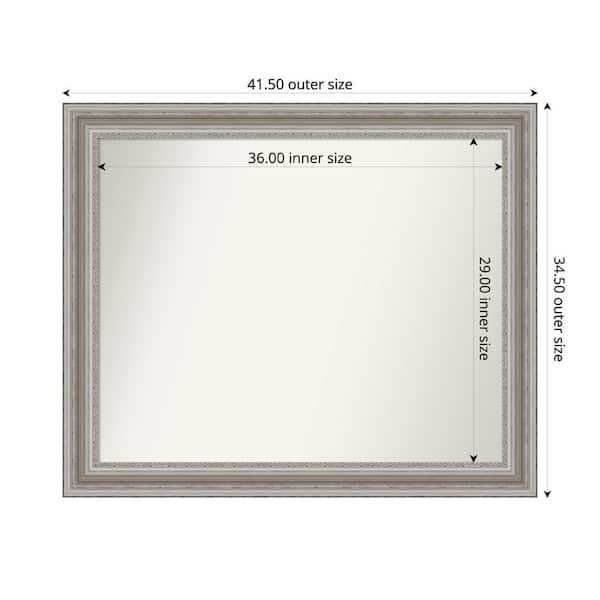 Amanti Art Parlor Silver 41.5 in. x 34.5 in. Custom Non-Beveled Recycled Polystyrene Framed Bathroom Vanity Wall Mirror