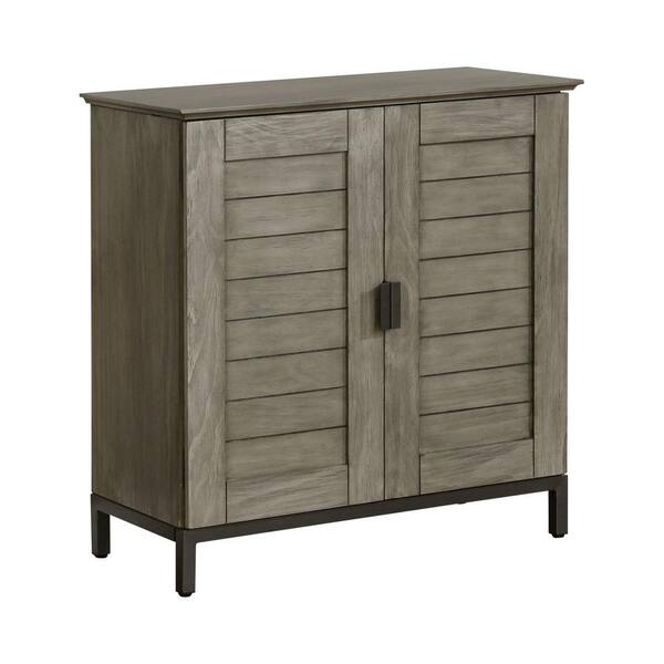 Furniture of America Maples 32 in. H x 31.25 in. W 12-Pair Gray and Gun Metal Wood Shoe Cabinet with Shelves