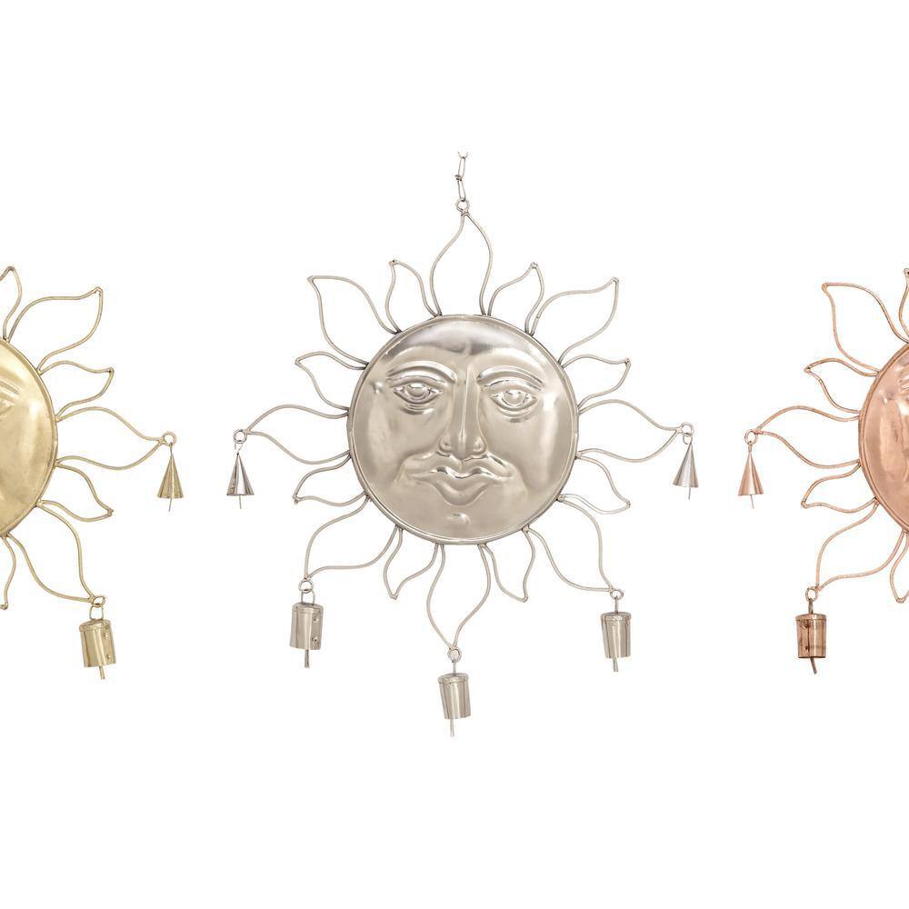 17 in. Multicolor Metal Sun Wind Chimes with Bells