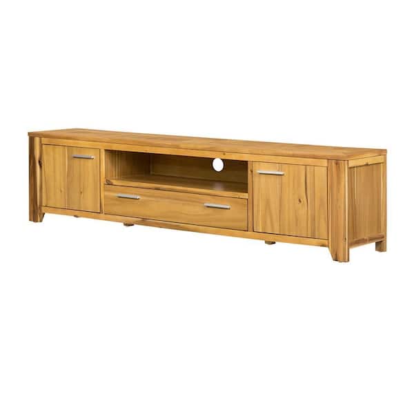 Benjara 79 in. Brown Wood TV Stand Fits TVs up to 8 in. with 1-Drawers