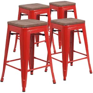 24 in. Red Bar Stool (4-Pack)