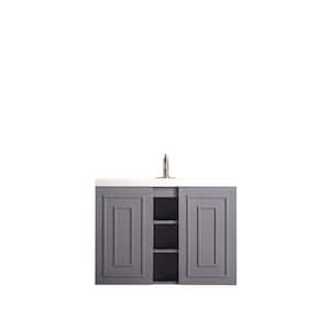 Alicante' 39.4 in. W x 15.6 in. D x 29.4 in. H Bath Vanity in Grey Smoke with White Glossy Resin Top