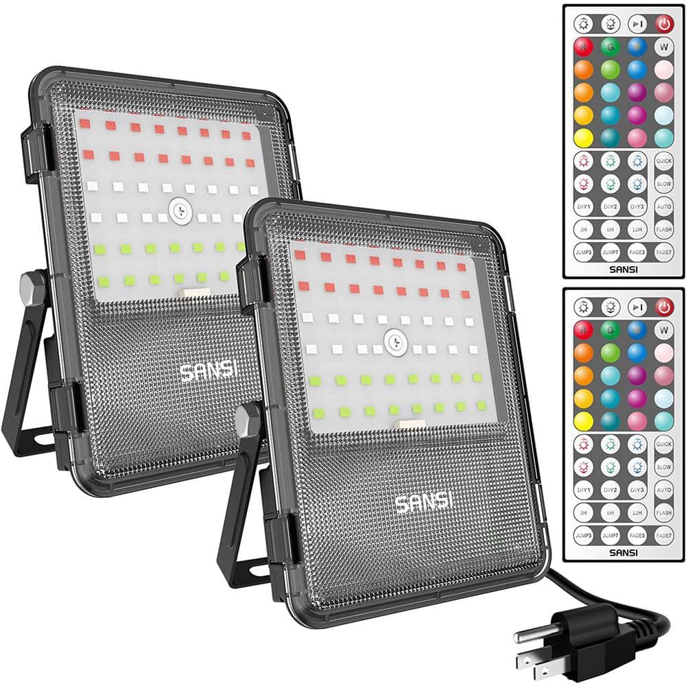 80-Watt Equivalent 8800 Lumen RGBW 120 Degree Black Integrated LED Plug In 