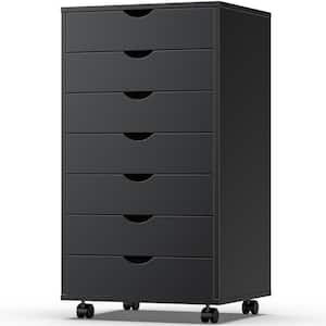 Yolanda 7-Drawer Black Wood 19 in. W Office Storage File Cabinet Mobile Under Desk Filing Drawer