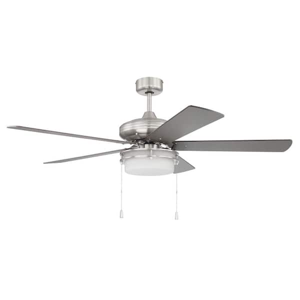 CRAFTMADE Stonegate 52 in. Indoor Brushed Polished Nickel Ceiling Fan Dual Mount 3-Speed Reversible Motor Finish with Light Kit