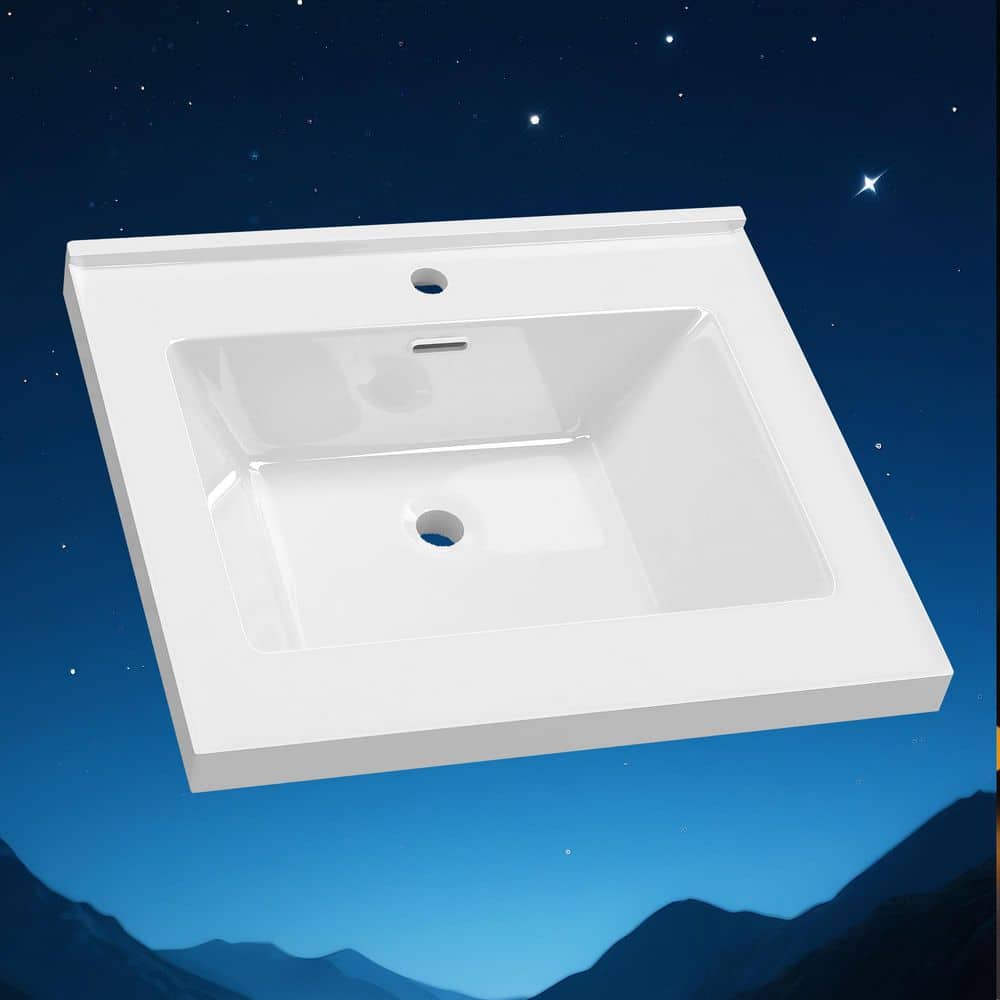 ☆natsu.m.d.21☆ Zeafive 24 in. W x 22 in. D Solid Surface White Rectangular Single