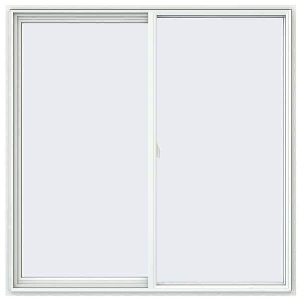 59.5 in. x 59.5 in. V-2500 Series White Vinyl Left-Handed Sliding Window with Fiberglass Mesh Screen
