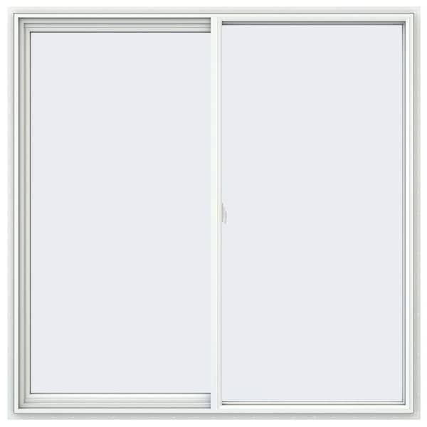 JELD-WEN 59.5 in. x 59.5 in. V-2500 Series White Vinyl Left-Handed Sliding Window with Fiberglass Mesh Screen