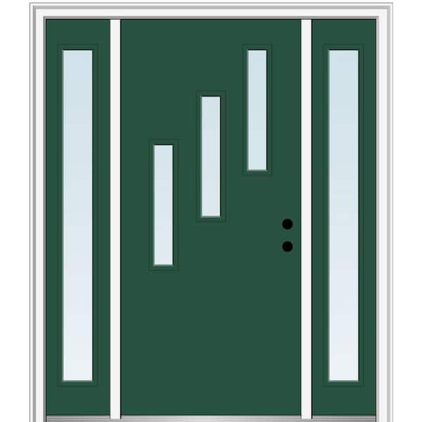 MMI Door 68.5 in. x 81.75 in. Davina Left-Hand Inswing 3-Lite Clear Low-E Painted Fiberglass Prehung Front Door with Sidelites