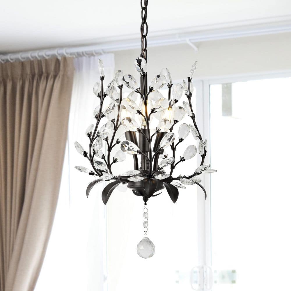 Adoria 12" Oil-Rubbed Bronze Bohemian LED Pendant with Crystal Accents