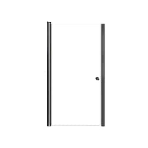 Lyna 35 in. W x 70 in. H Pivot Frameless Shower Door in Matte Black with Clear Glass