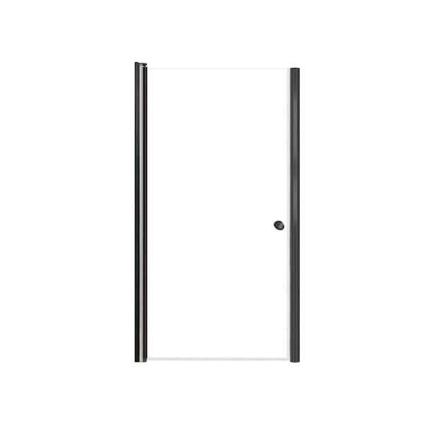 Transolid Lyna 35 in. W x 70 in. H Pivot Frameless Shower Door in Matte Black with Clear Glass