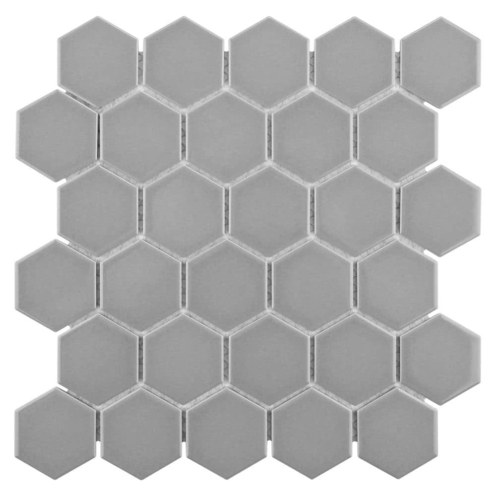 Metro 2 in. Hex Glossy Light Grey 6 in. x 6 in. Porcelain Mosaic Take Home Tile Sample price history on PriceWatchPro