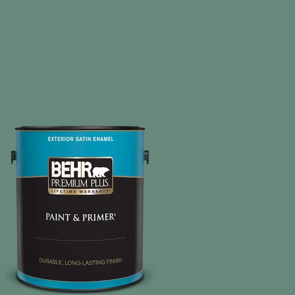 BEHR PREMIUM PLUS 1 gal. #470F-5 Garland Satin Enamel Exterior Paint & Primer