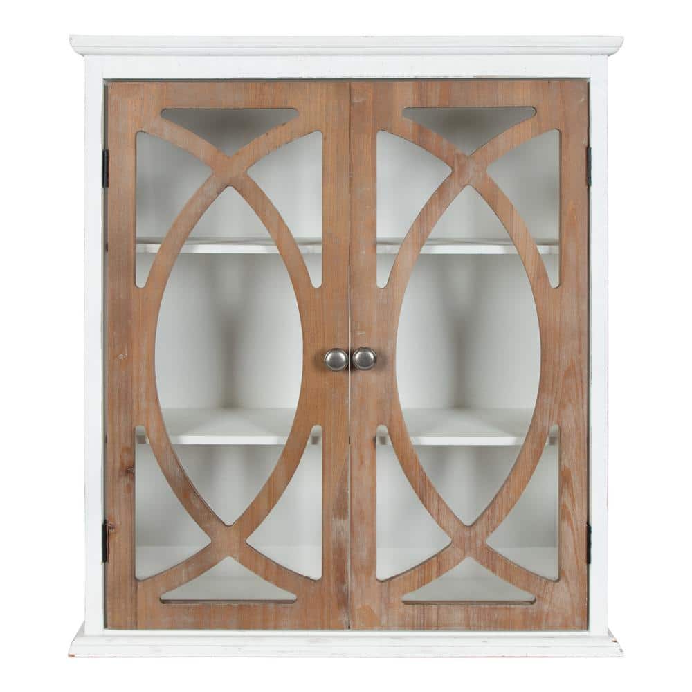 Quinlan White and Rustic Brown 2-Door Wall Cabinet