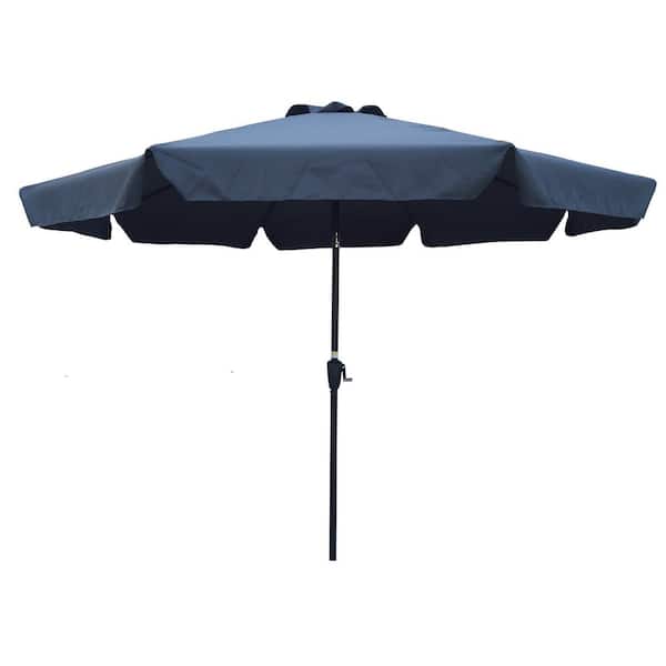 Afoxsos 10 ft. Market Patio Umbrella Table Round Umbrella Outdoor Garden Umbrellas in Gray