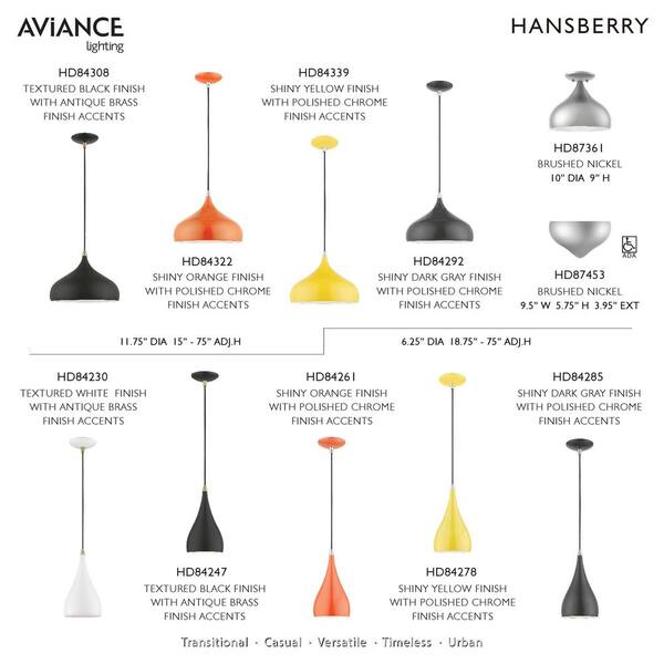 AVIANCE LIGHTING Hansberry 1-Light Shiny Orange Teardrop Pendant