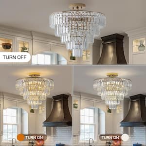 5-Tier 10-Light Gold Crystal Chandeliers Lighting Luxury Modern Pendant Chandelier for Living Room Hotel, No Bulbs