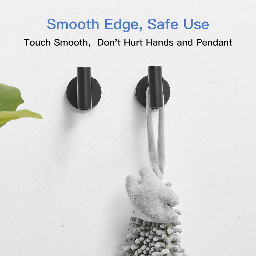 Matte Black Stainless Steel Wall Mounted Towel and Robe Hooks, 2-Pack