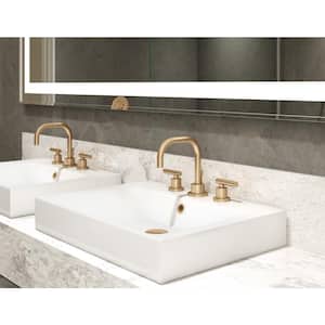 Modern 8 in. Widespread 2-Handle Bathroom Faucet with Drain Assembly in Brushed Bronze