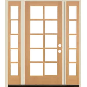 64 in. x 80 in. French LH Full Lite Clear Glass Unfinished Douglas Fir Prehung Front Door with DSL