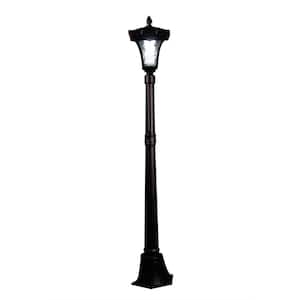 Vittoria 52 in. Single Head Black Flickering Candle Light Outdoor Solar Lamp Post