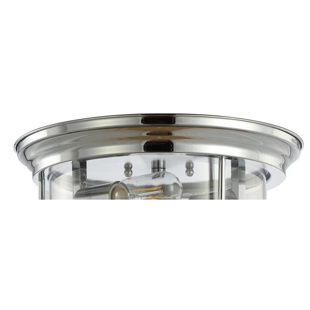 Lauren 13.25" Silver Glass and Chrome LED Flush Mount