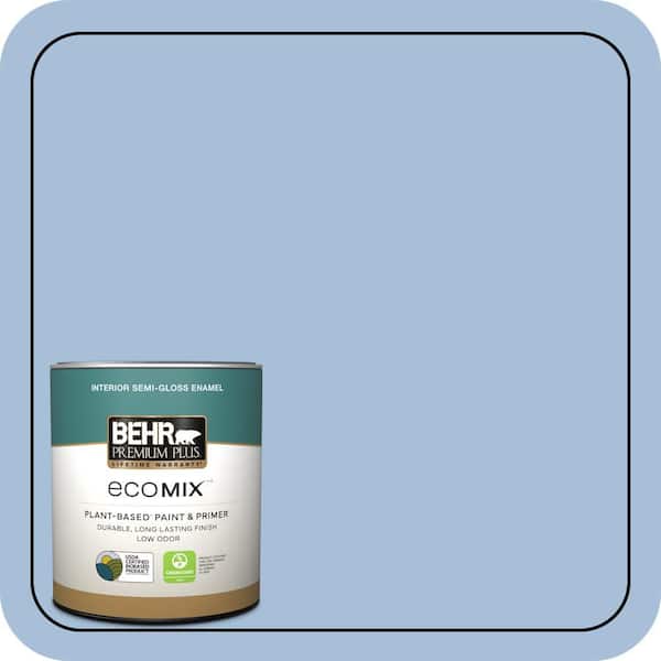 1 qt. #580D-4 Skysail Blue Semi-Gloss Enamel EcoMix Plant-Based Interior Paint & Primer