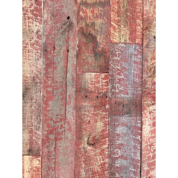 0.5 in. T x 3 in. Colored Antique Wood Crimson Red Square Edge Weathered Barn Wood Boards 10 sq. ft.