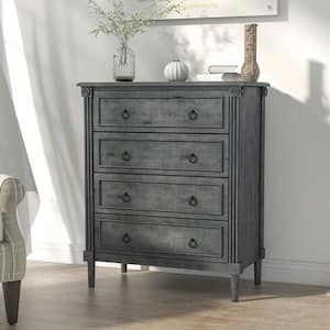 Elani 4-Drawer Antique Gray Chest of Drawers (36 in. H x 30 in. W x 15.5 in. D)