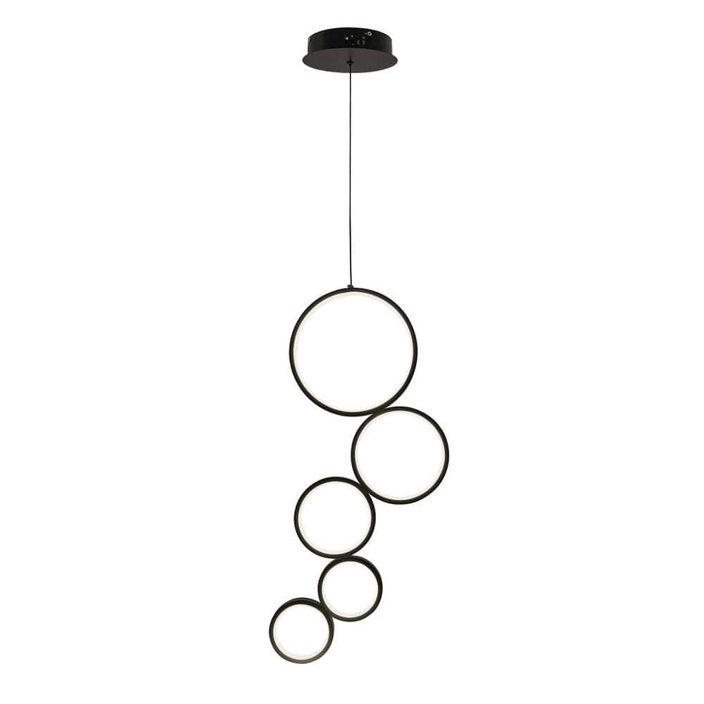 5-Light Dimmable Integrated LED Black Modern 5 Rings Chandelier with Adjustable Height and Remote for Living Room price history on PriceWatchPro