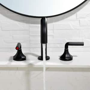 8 in. Widespread Double Handle Bathroom Faucet in Matte Black