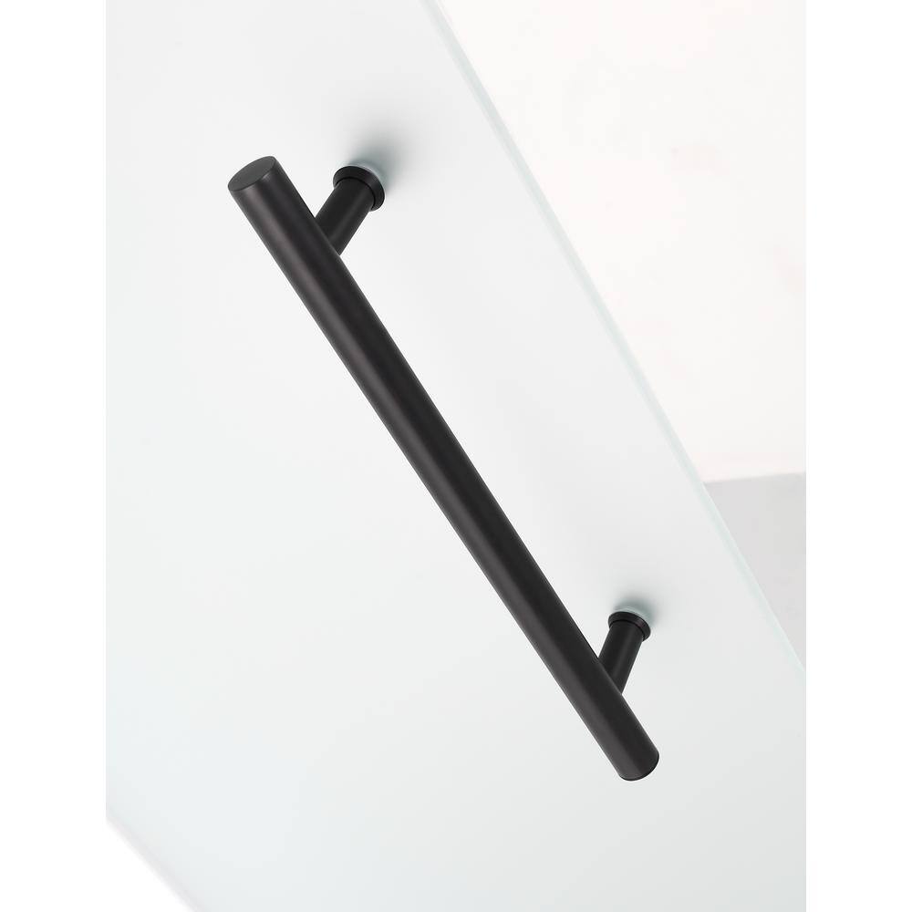 Belmore Matte Black Frameless Frosted Glass Hinged Shower Door