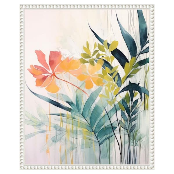 Amanti Art Pink and Yellow Floral Elegance II by Irena Orlov 16 in. W x 20 in. H Canvas Float Frame in White