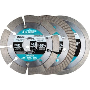 X-LOCK 4-1/2 in. Diamond Blade Variety Pack for Masonry Cutting (3-Pieces)
