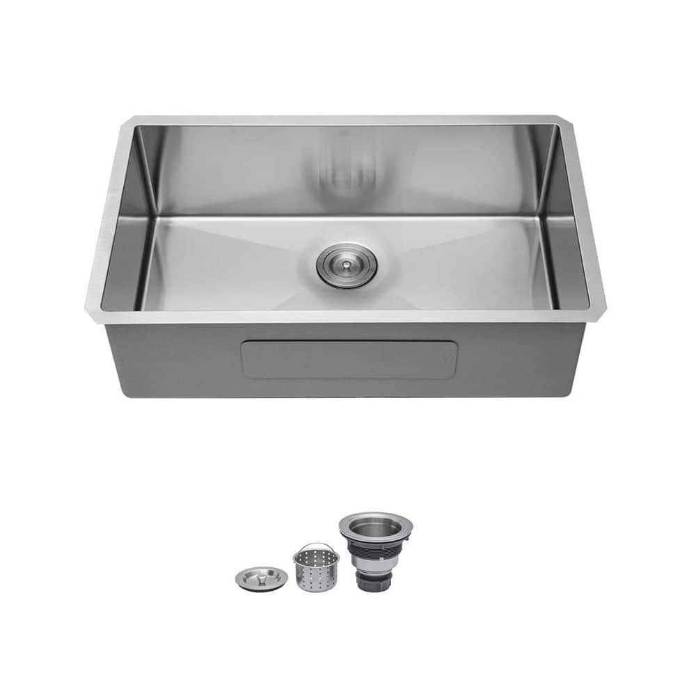 33 in. Undermount Singel Bowl 16 Gauge Brushed Nickel Stainless Steel Kitchen Sink with Drain price history on PriceWatchPro