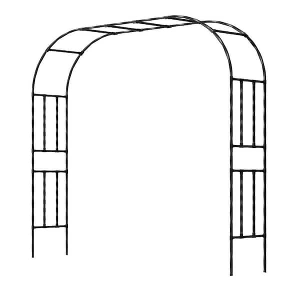 94.5 in. x 98.4 in. PE-Coated Steel Large Garden Arch Trellis Outdoor Full Archway Arbor for Climbing Plants Black