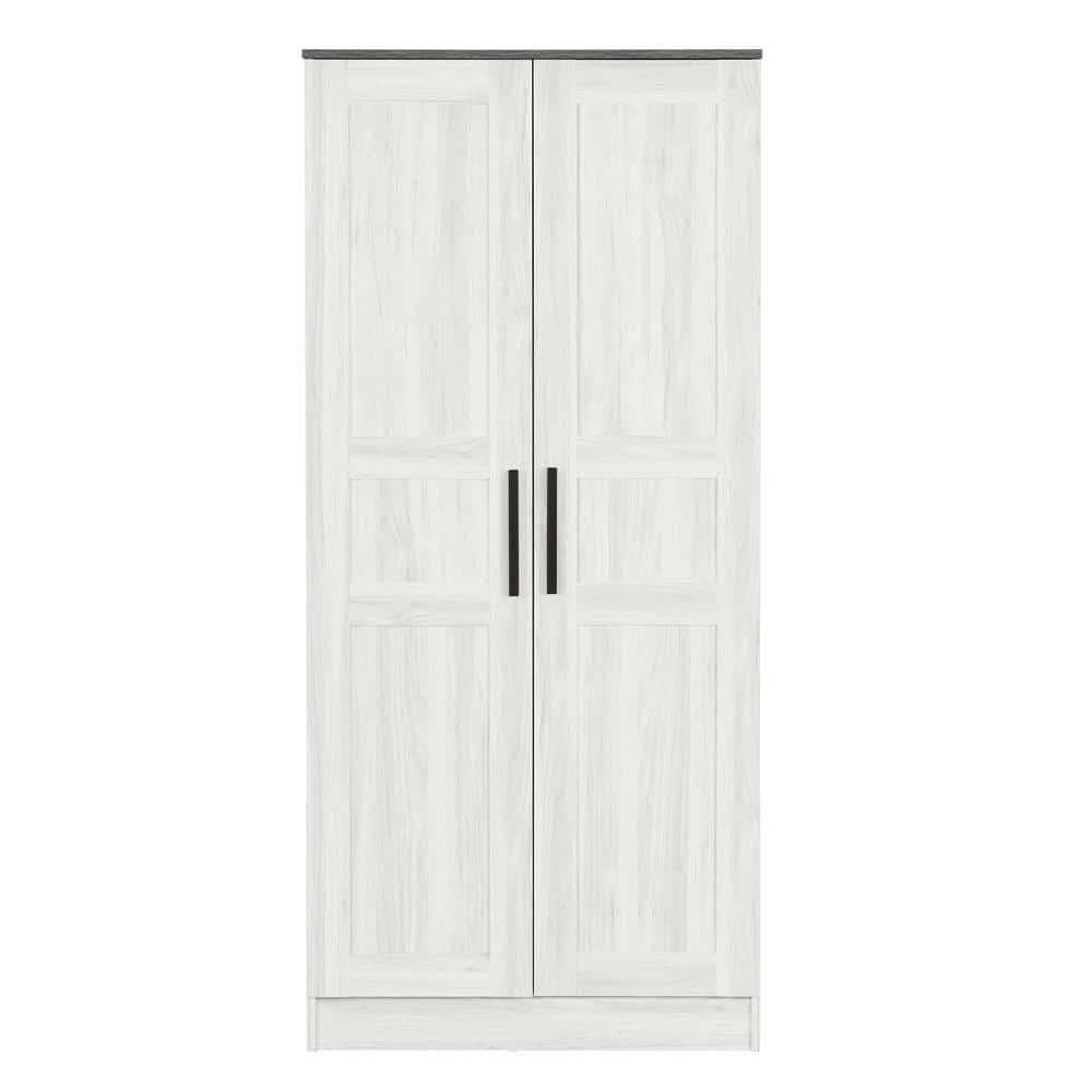 31.5 in. W x 18.31 in. D x 68.9 in. H Light Gray Linen Cabinet Wooden Wardr