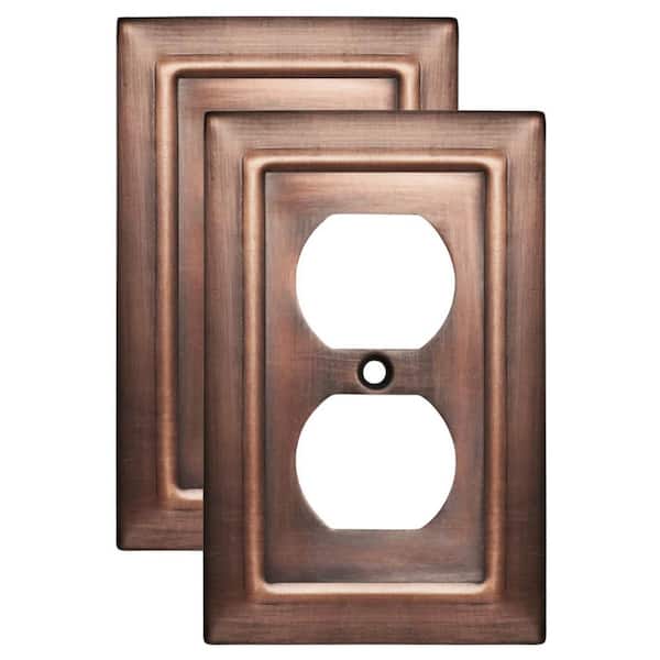 Architectural 1-Gang Antique Copper Duplex/Outlet Metal Wall Plate (2-Pack)