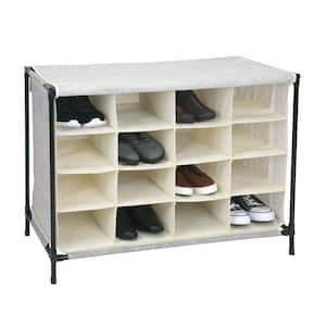 14 in. x 33 in. x 24 in. 16 Compartment Faux Jute Shoe Cubby
