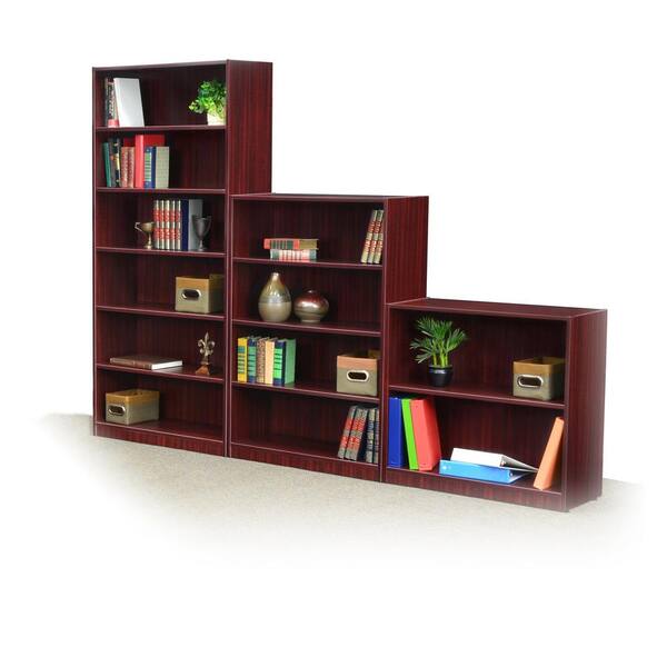 Mahogany Wood 6 Shelf Standard Bookcase, Office Depot Bookcases With Doors And Windows