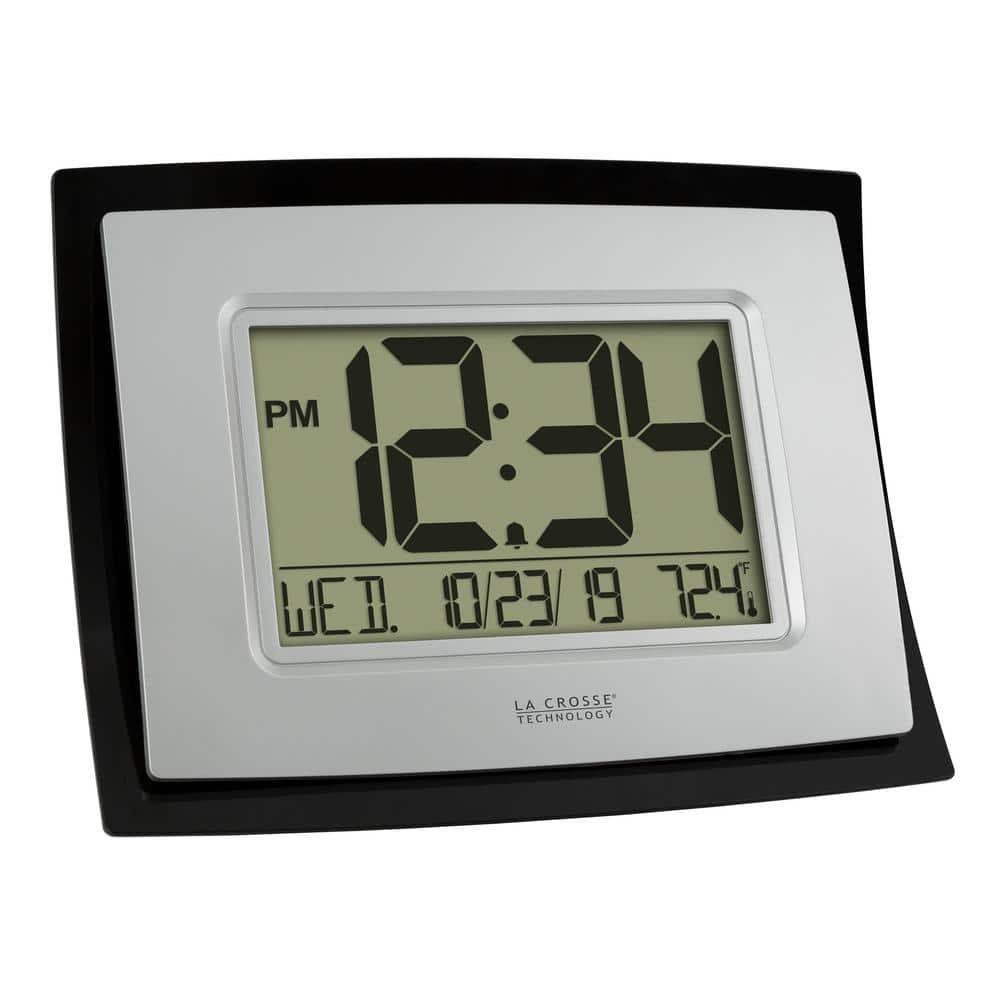 8.7" Black and Silver Digital Indoor Wall Clock