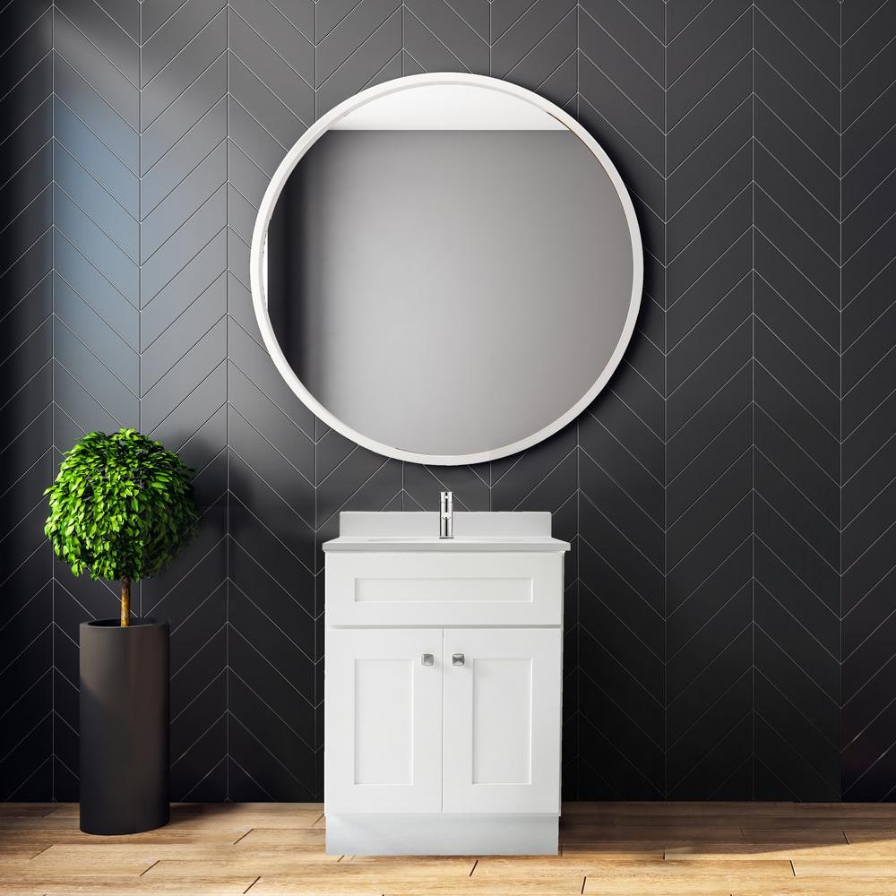 White Cultured Marble Single Vanity Top with Backsplash