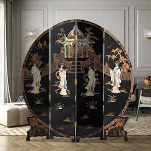 6 ft. Black 4-Panel Imperial Ladies Round Room Divider