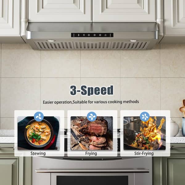 VIKIO 36 in. 900CFM Ducted Under Cabinet Range Hood in