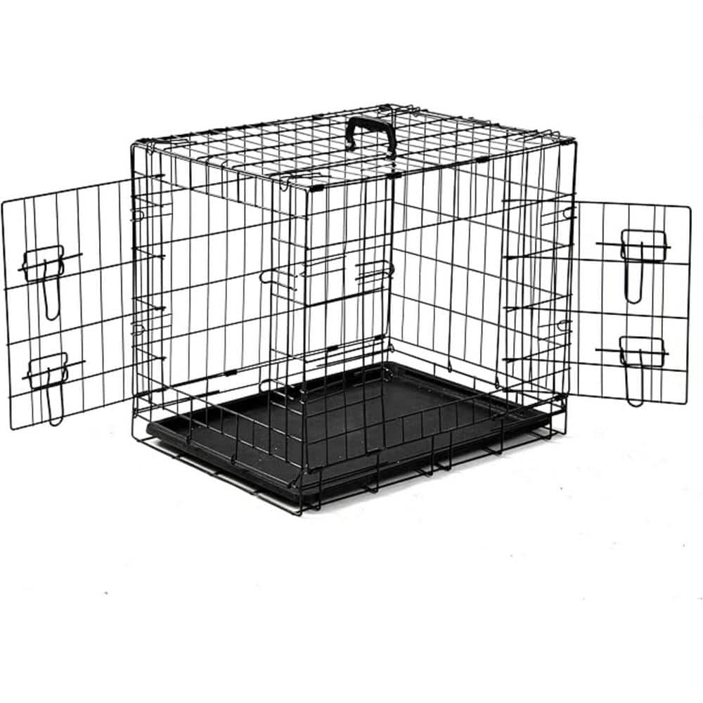 36 in. Durable Folding Metal Wire Dog Crate with Removable Leak-Proof Pan in Black for Medium Dog price history on PriceWatchPro