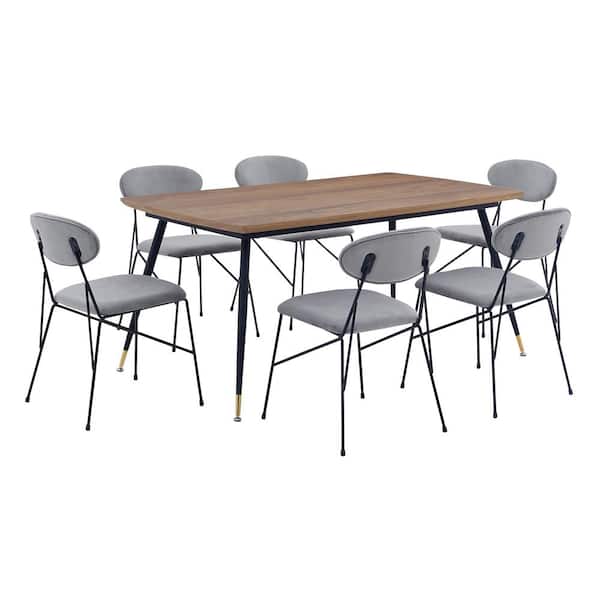 Armen Living Messina and Alice 7-Piece Rectangular Dining Set