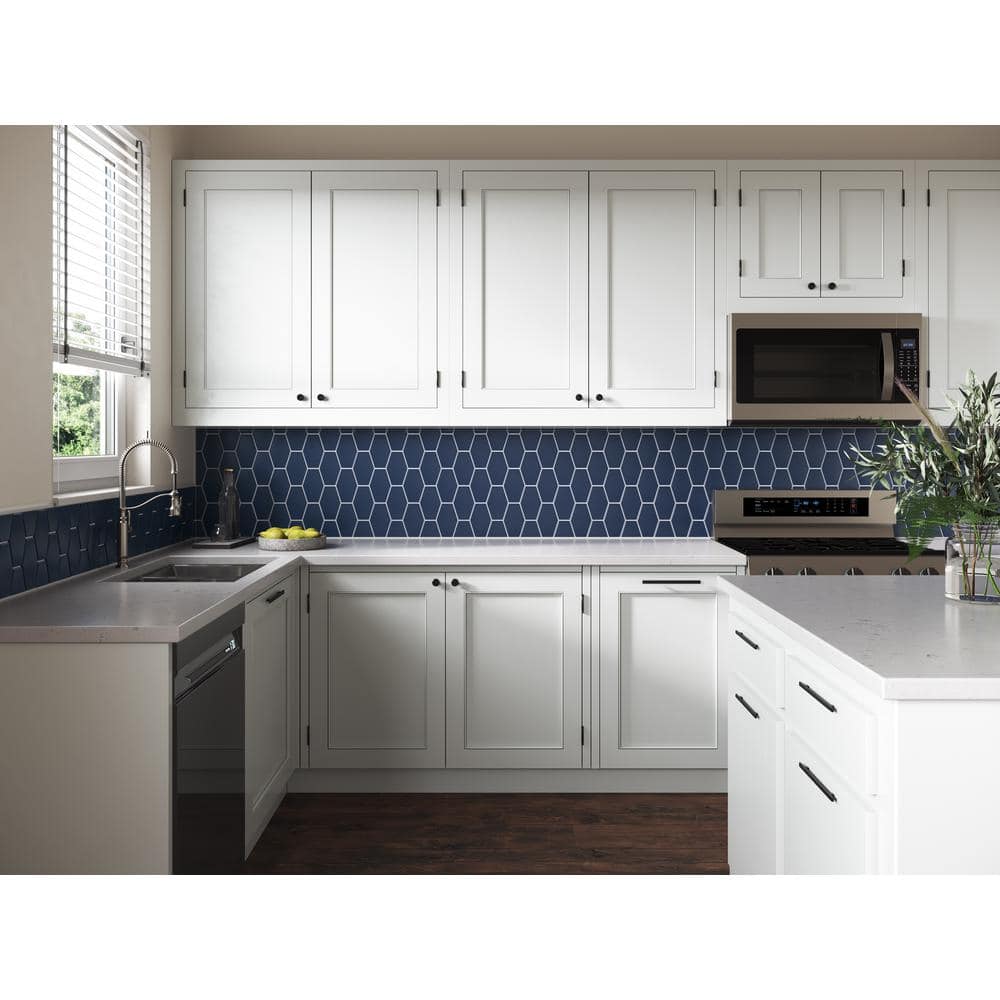 Deep Blue Matte Glass Hexagon Mosaic Tile