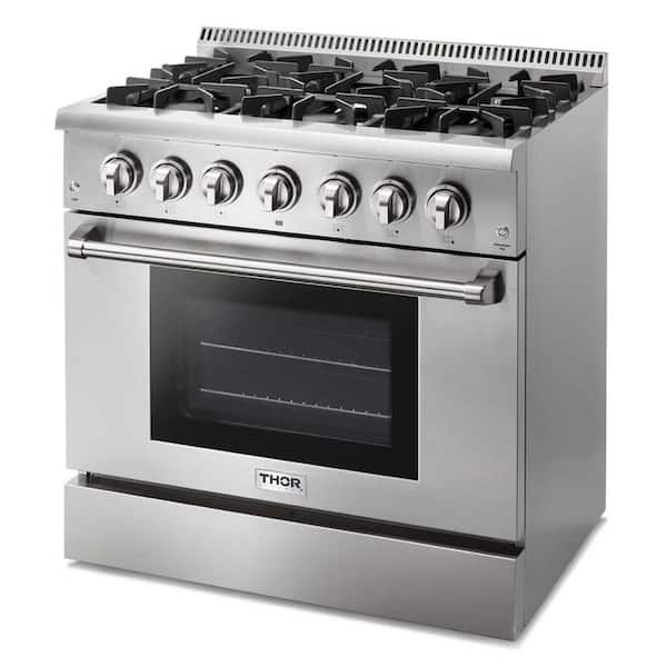 Thor Kitchen 36 in. 5.2 cu. ft. 6 Burner Slide-in Dual Fuel Range